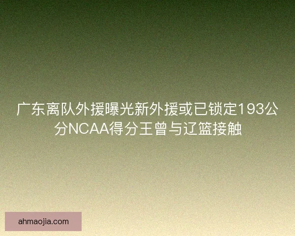 广东离队外援曝光新外援或已锁定193公分NCAA得分王曾与辽篮接触